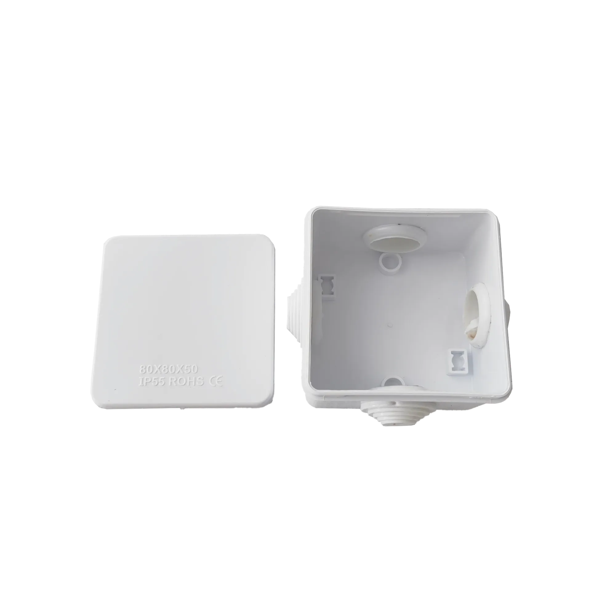 Caja de Derivación-Conexión para Exterior IP55 con 4 Entradas / 80 x 80 x 50 mm (3.1 x 3.1 x 2 in) / Sellado Seguro con Empaque + 4 Tornillos / Resiste Agua, Polvo y Sol Directo