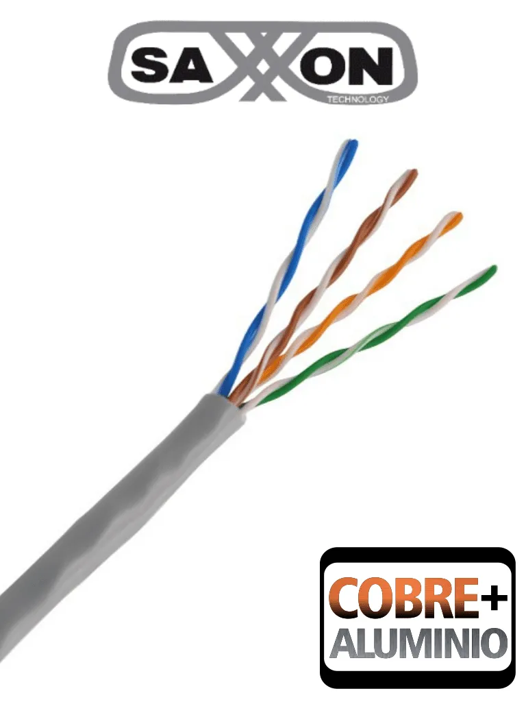 Bobina Cable UTP Cat5e 100m Saxxon CCA Gris Interior